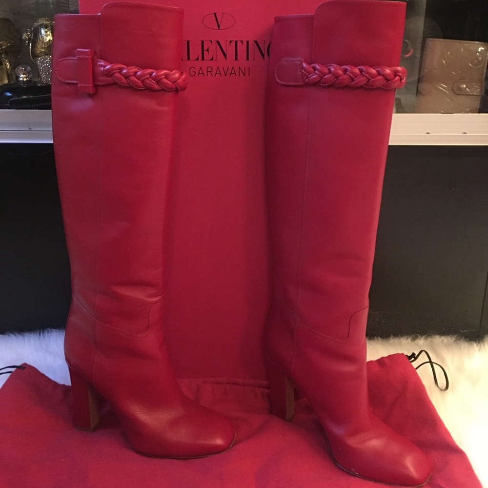 VALENTINO BOOTS-BURGUNDY RED